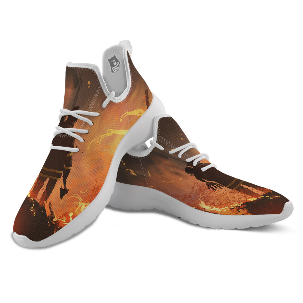 Painting Brave Firefighter Print White Athletic Shoes-grizzshop