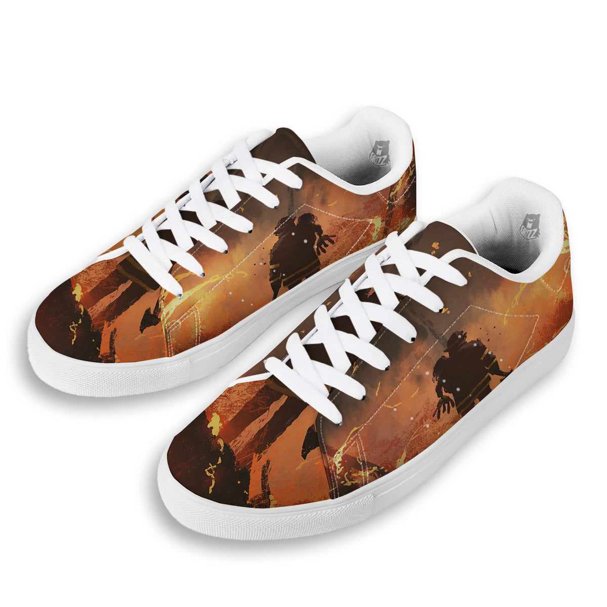 Painting Brave Firefighter Print White Low Top Sneakers-grizzshop