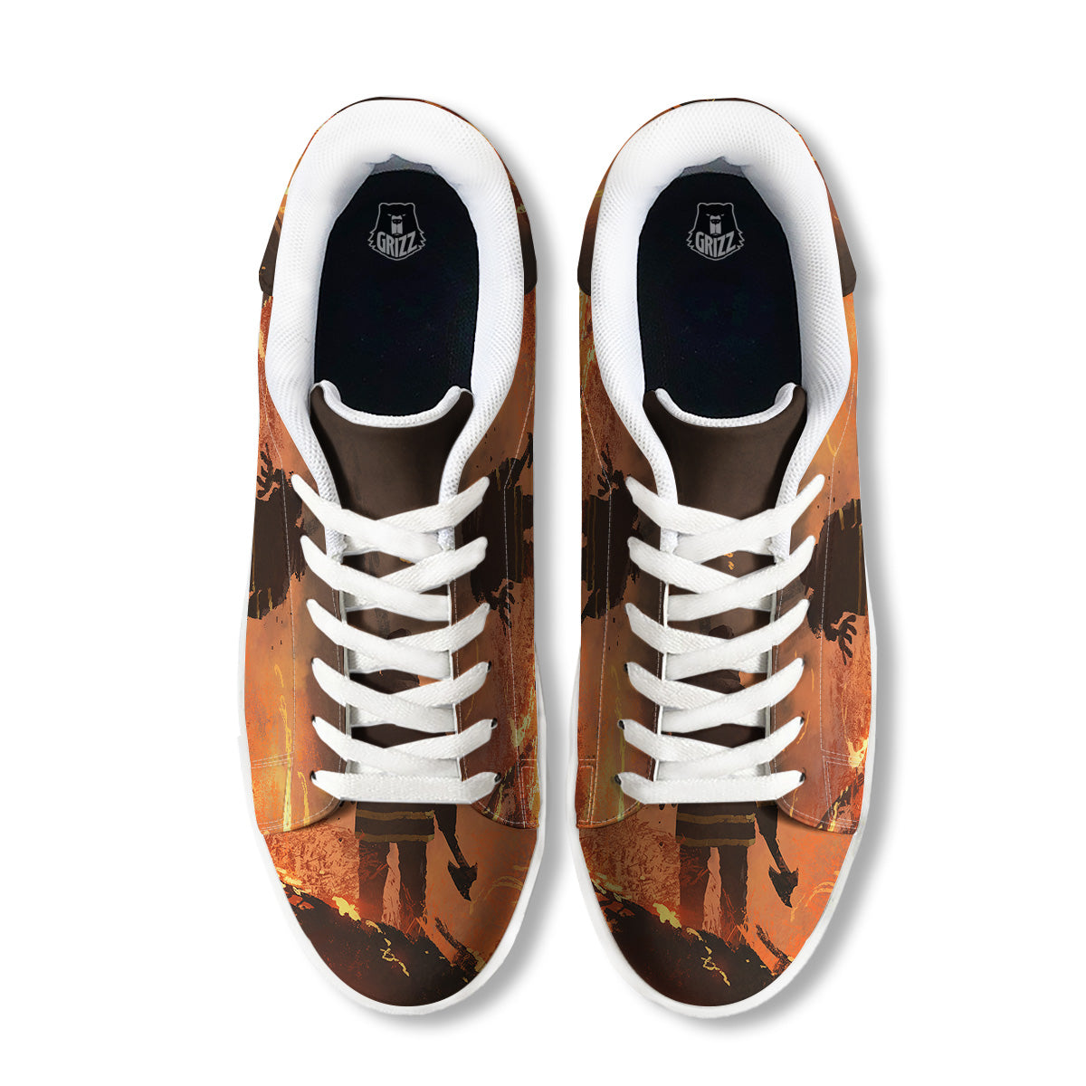 Painting Brave Firefighter Print White Low Top Sneakers-grizzshop