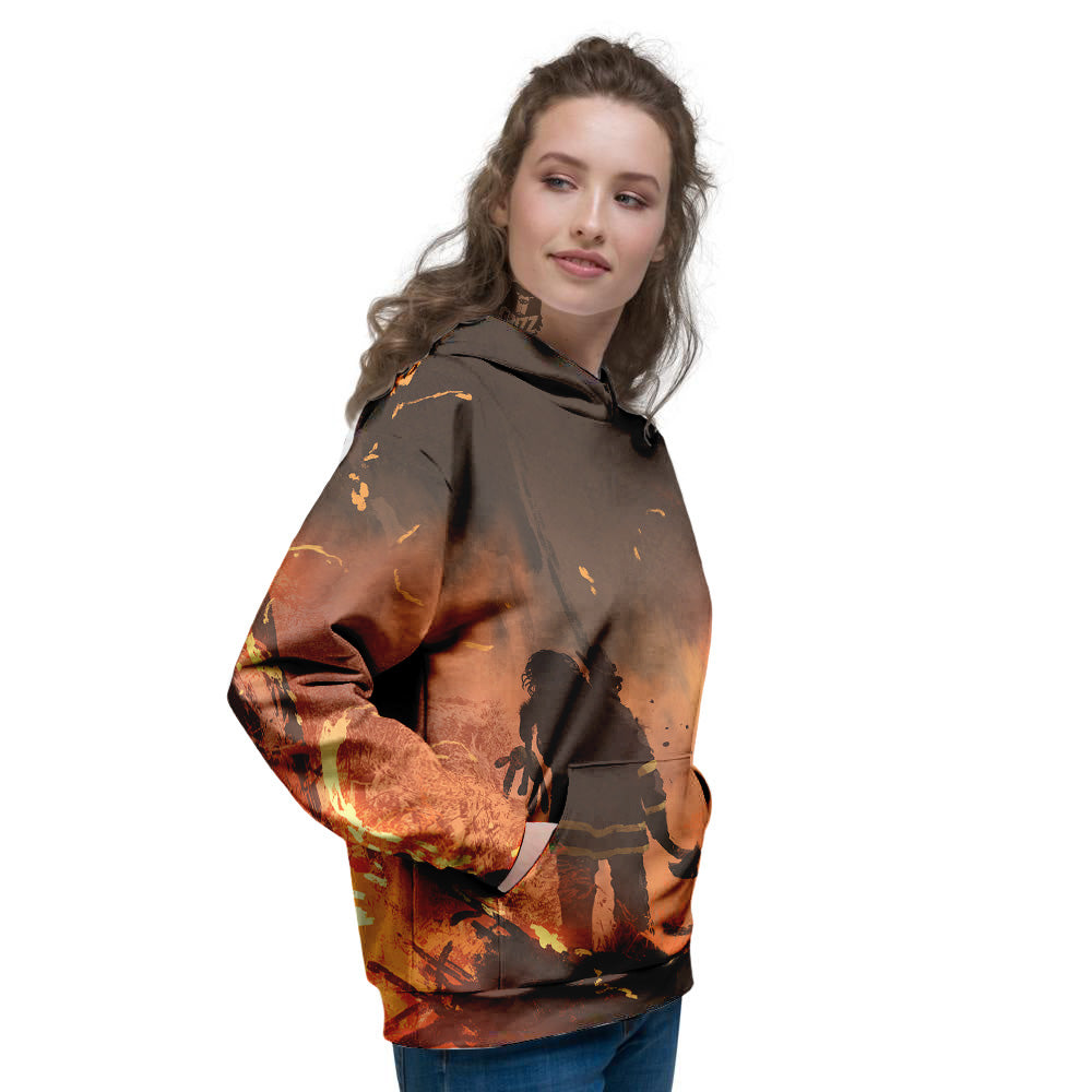 Painting Brave Firefighter Print Women's Hoodie-grizzshop