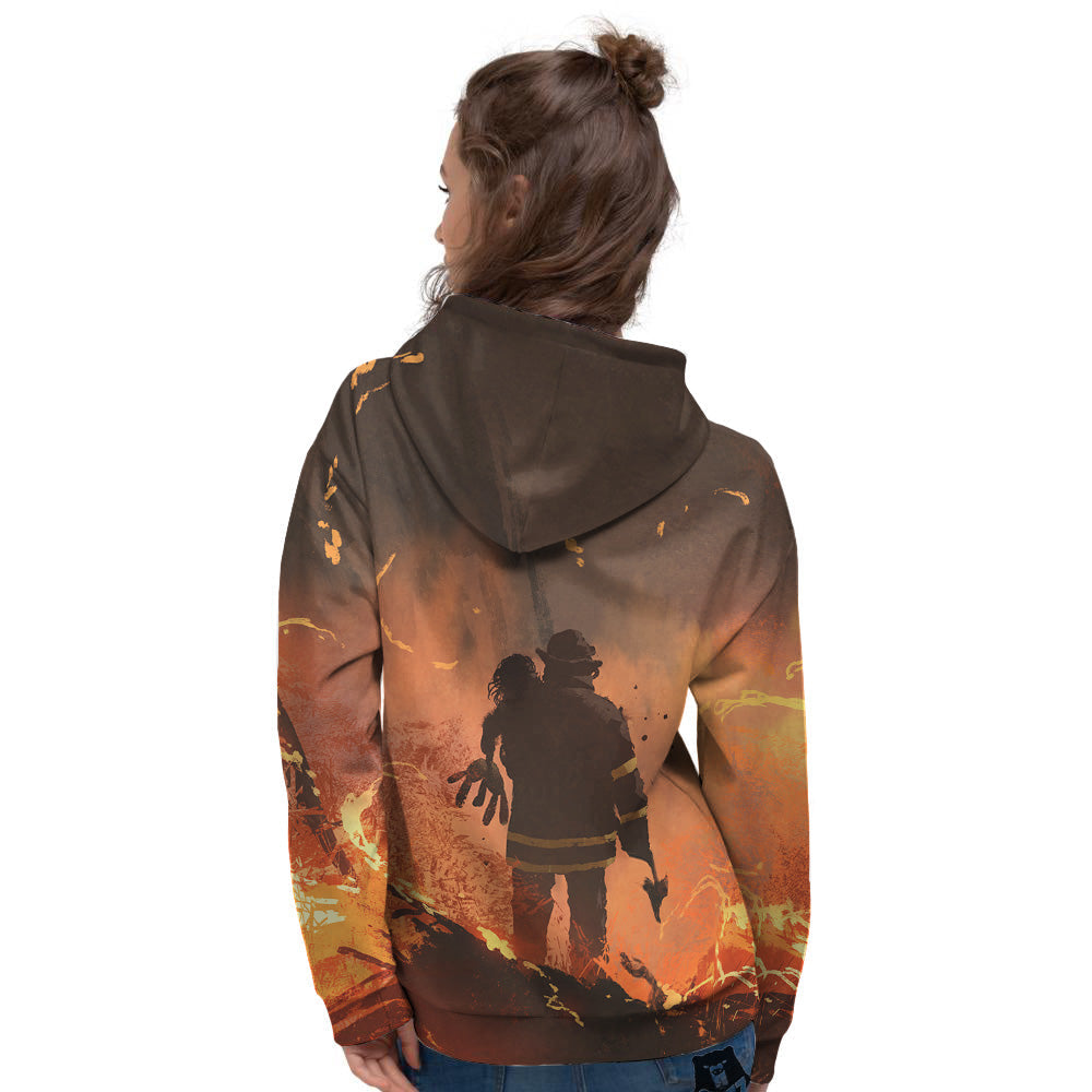 Painting Brave Firefighter Print Women's Hoodie-grizzshop