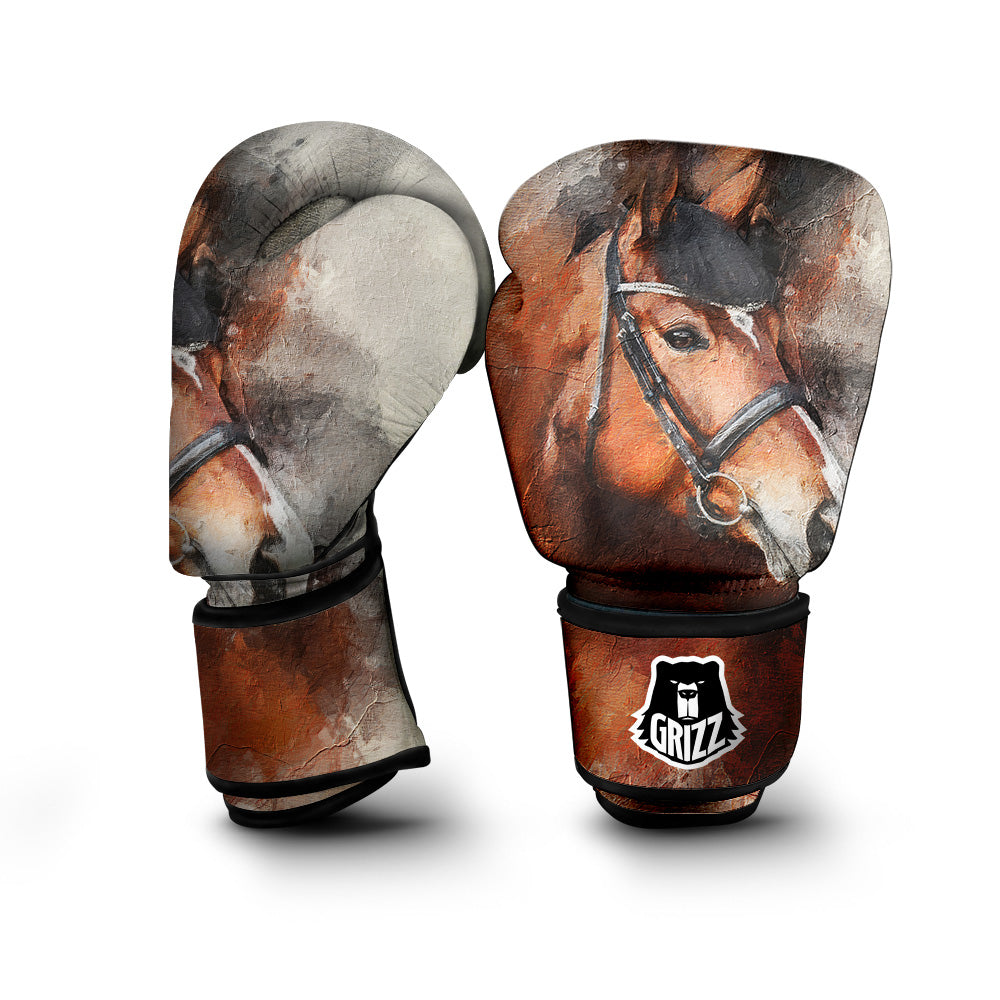 Painting Brown Horse Print Boxing Gloves-grizzshop