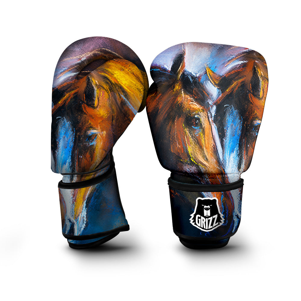 Painting Couple Horses Print Boxing Gloves-grizzshop