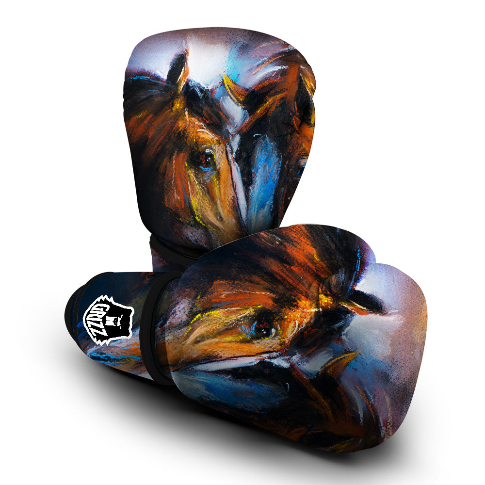 Painting Couple Horses Print Boxing Gloves-grizzshop
