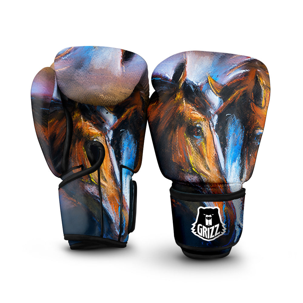 Painting Couple Horses Print Boxing Gloves-grizzshop