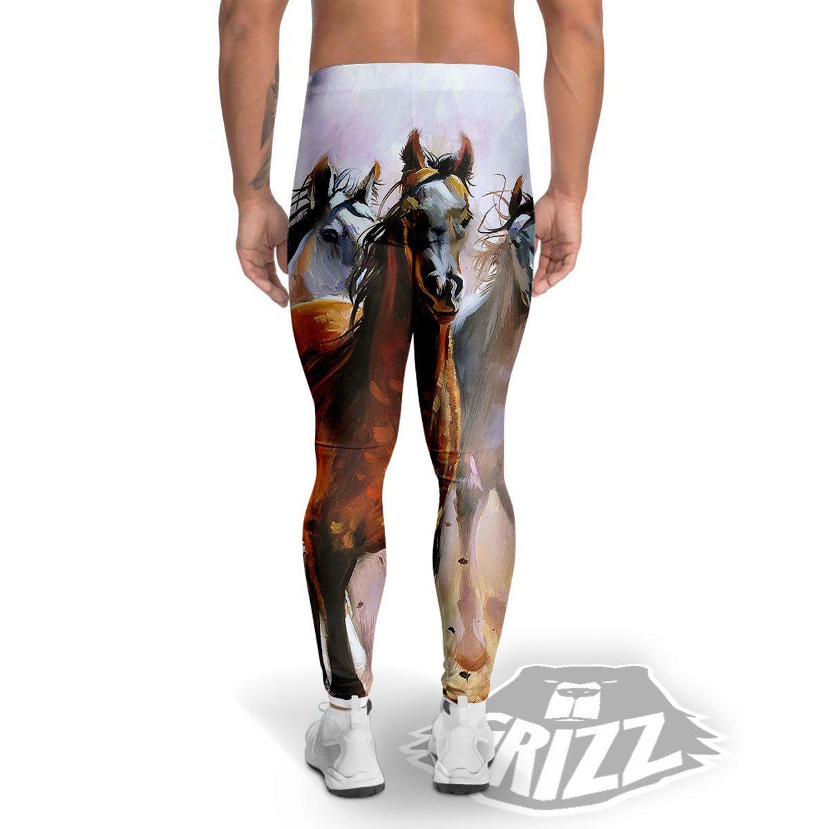 Painting Horse Vintage Print Men's Leggings-grizzshop
