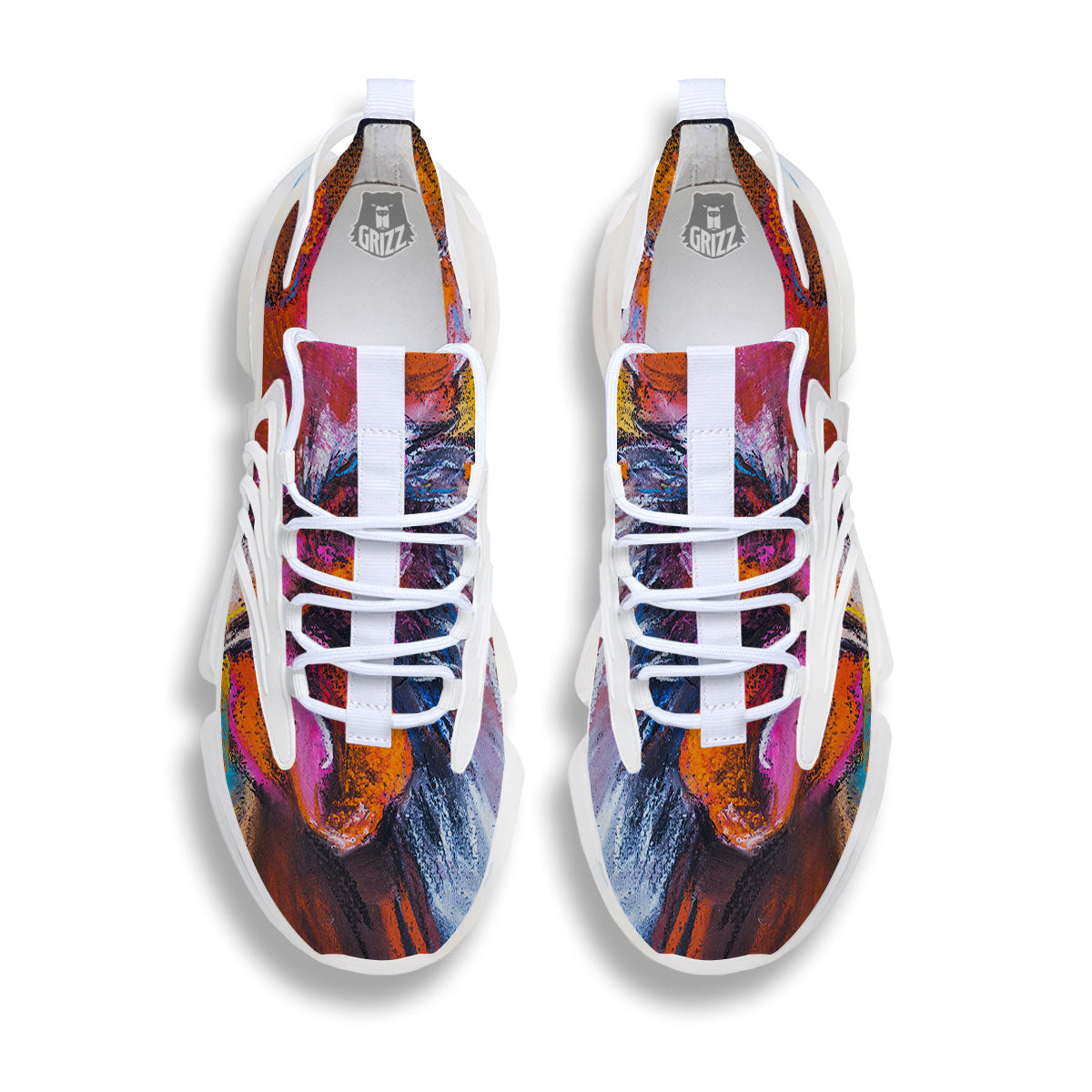 Painting Rooster Print White Gym Shoes-grizzshop