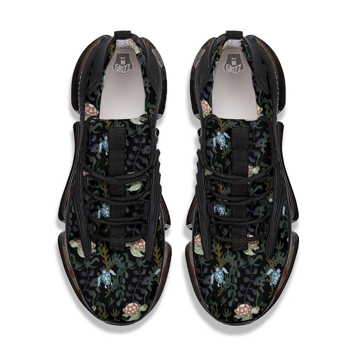 Painting Sea Turtle Print Pattern Black Gym Shoes-grizzshop