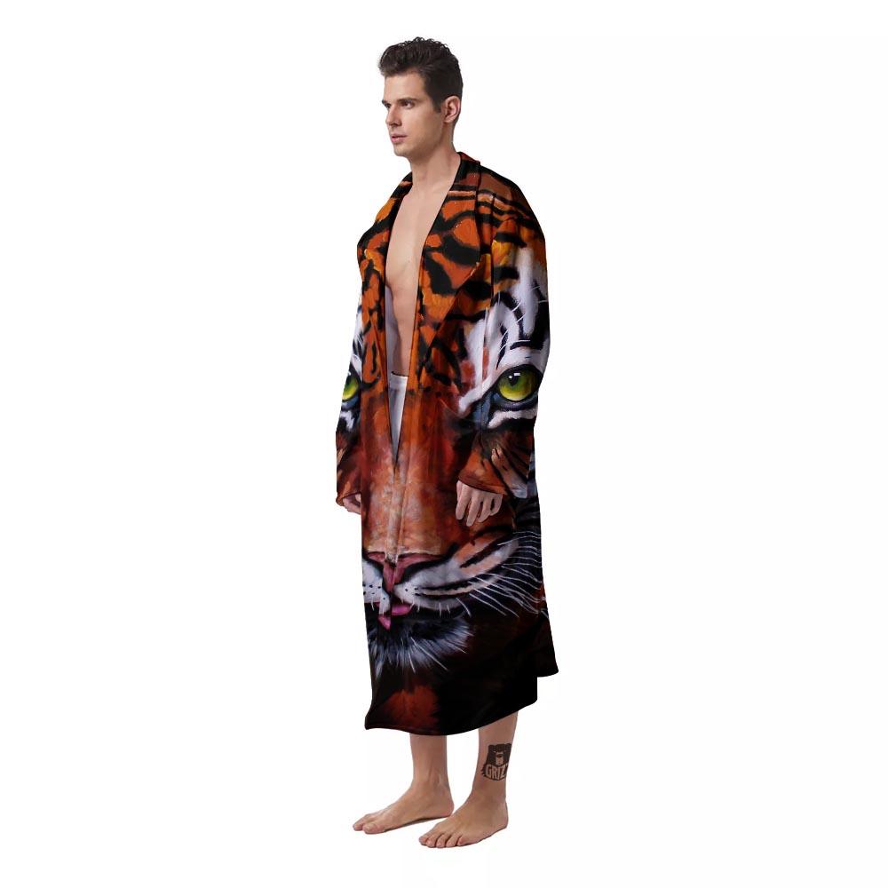 Painting Tiger Print Men's Robe-grizzshop