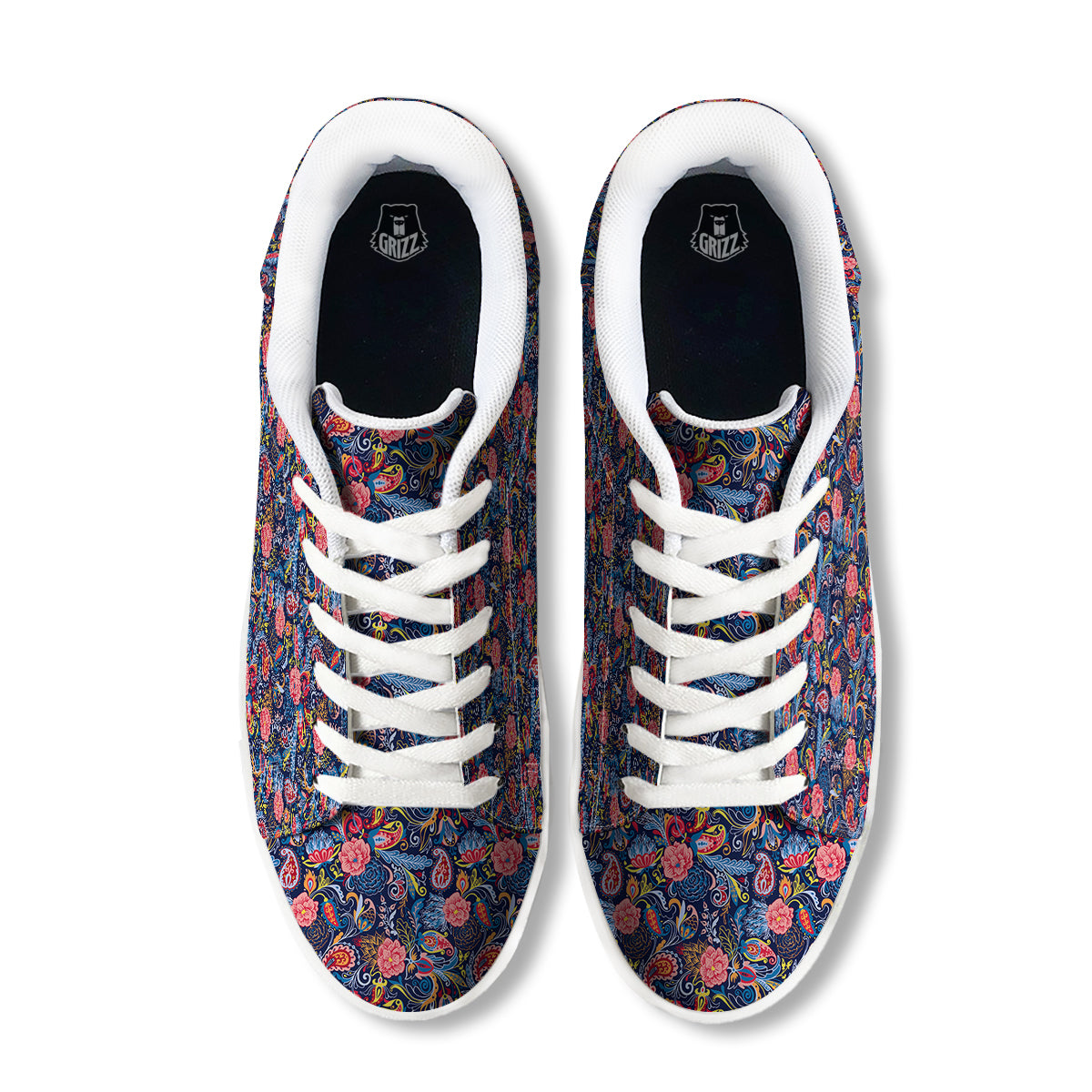 Paisley Art Print Pattern White Low Top Sneakers-grizzshop