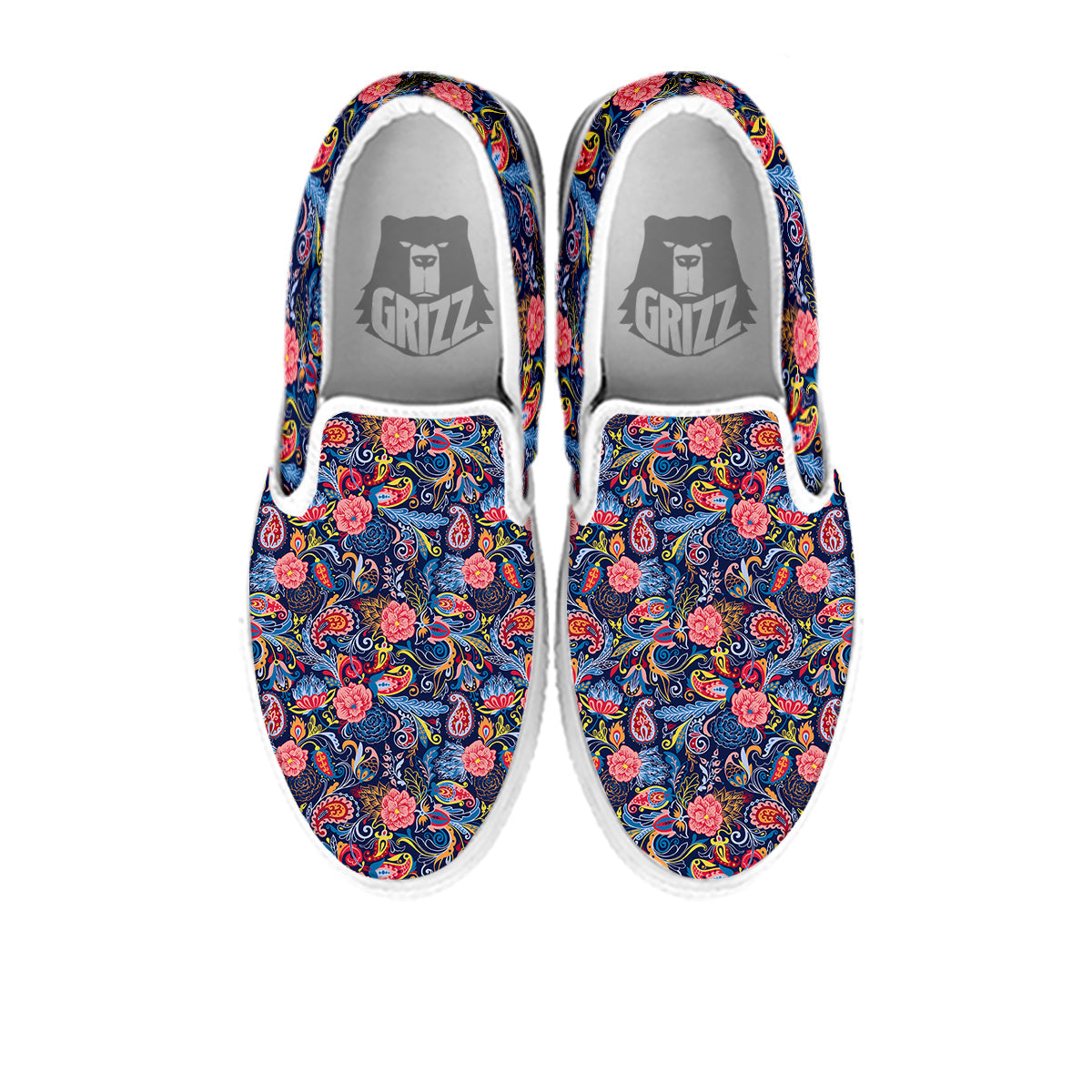 Paisley Art Print Pattern White Slip On Shoes-grizzshop