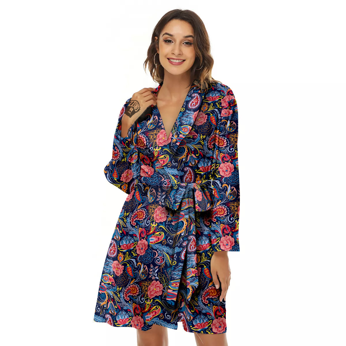 Paisley Art Print Pattern Women's Robe-grizzshop