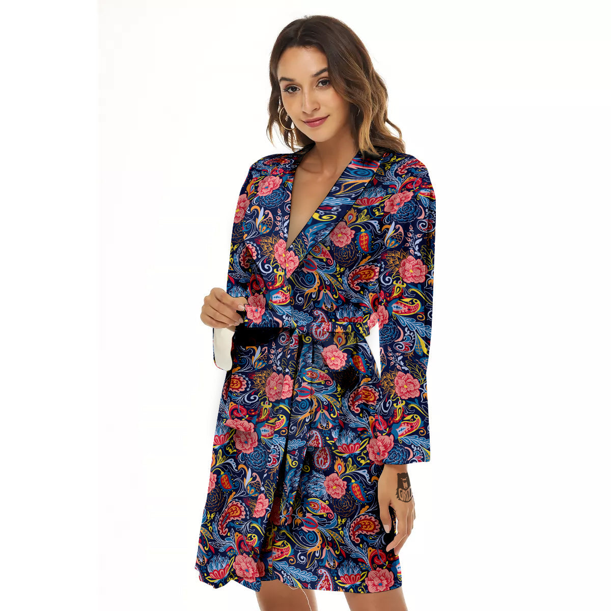 Paisley Art Print Pattern Women's Robe-grizzshop