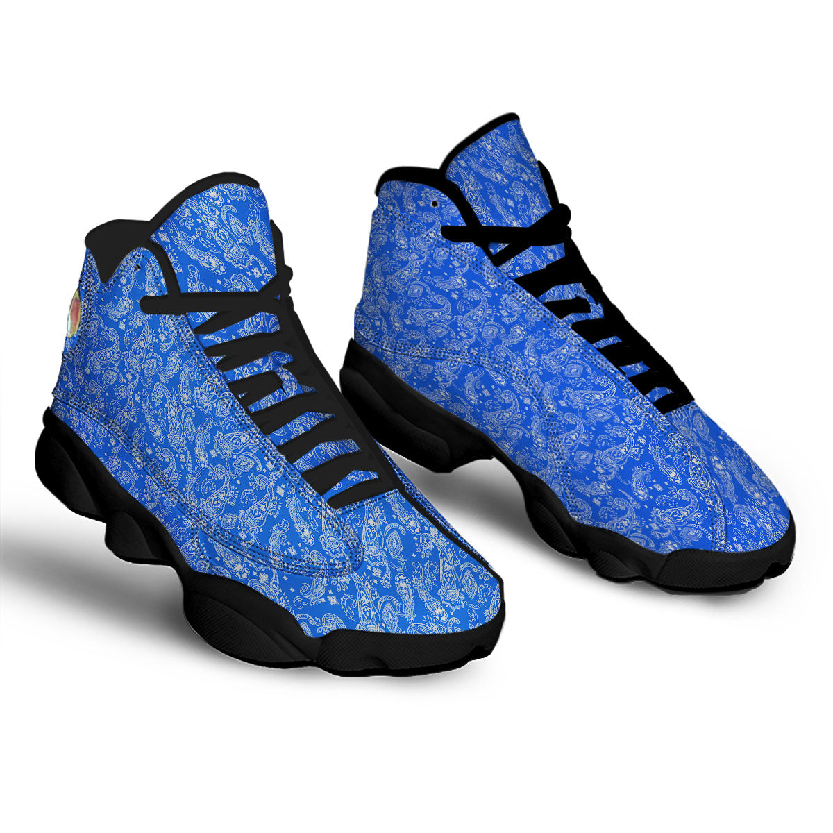 Paisley Blue Bohemian Print Pattern Black Basketball Shoes-grizzshop