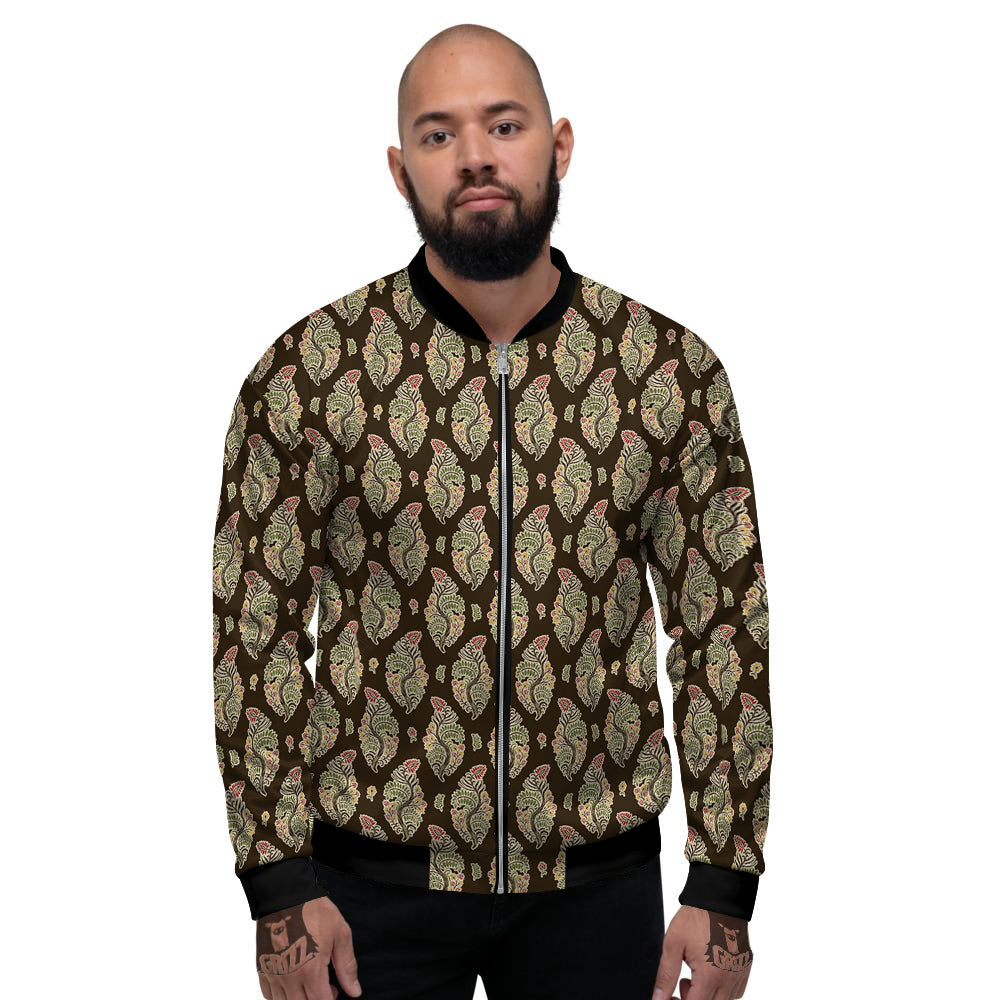 Paisley Bohemian Dark Print Pattern Men's Bomber Jacket-grizzshop