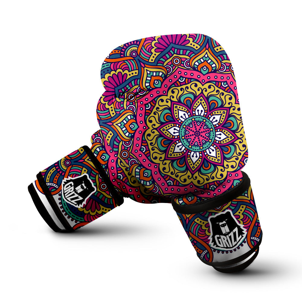 Paisley Boho Colorful Print Boxing Gloves-grizzshop