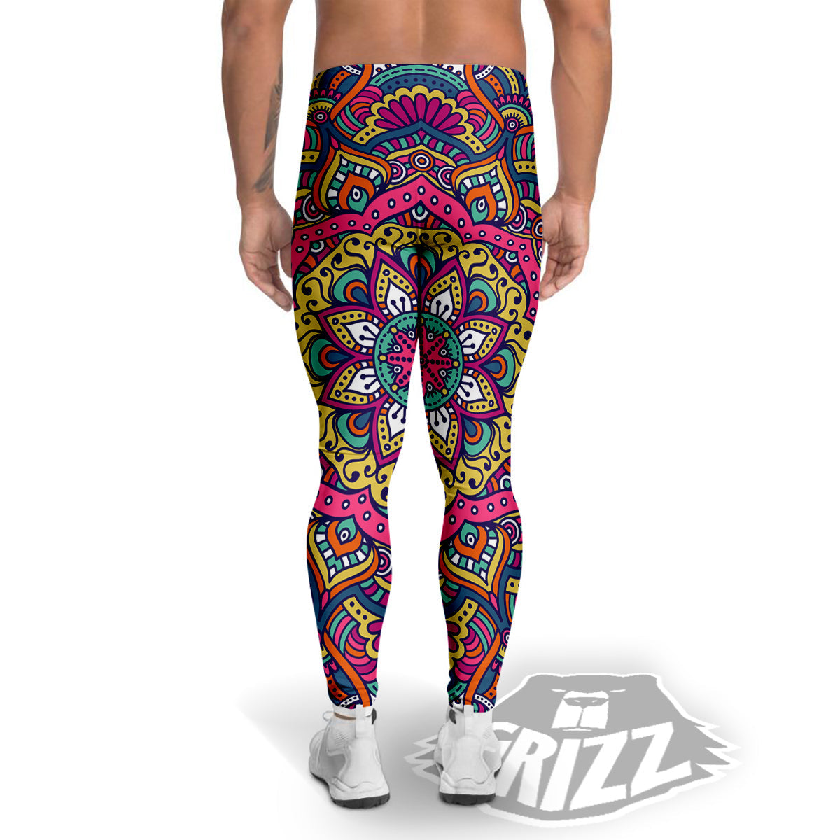 Paisley Boho Colorful Print Men's Leggings-grizzshop