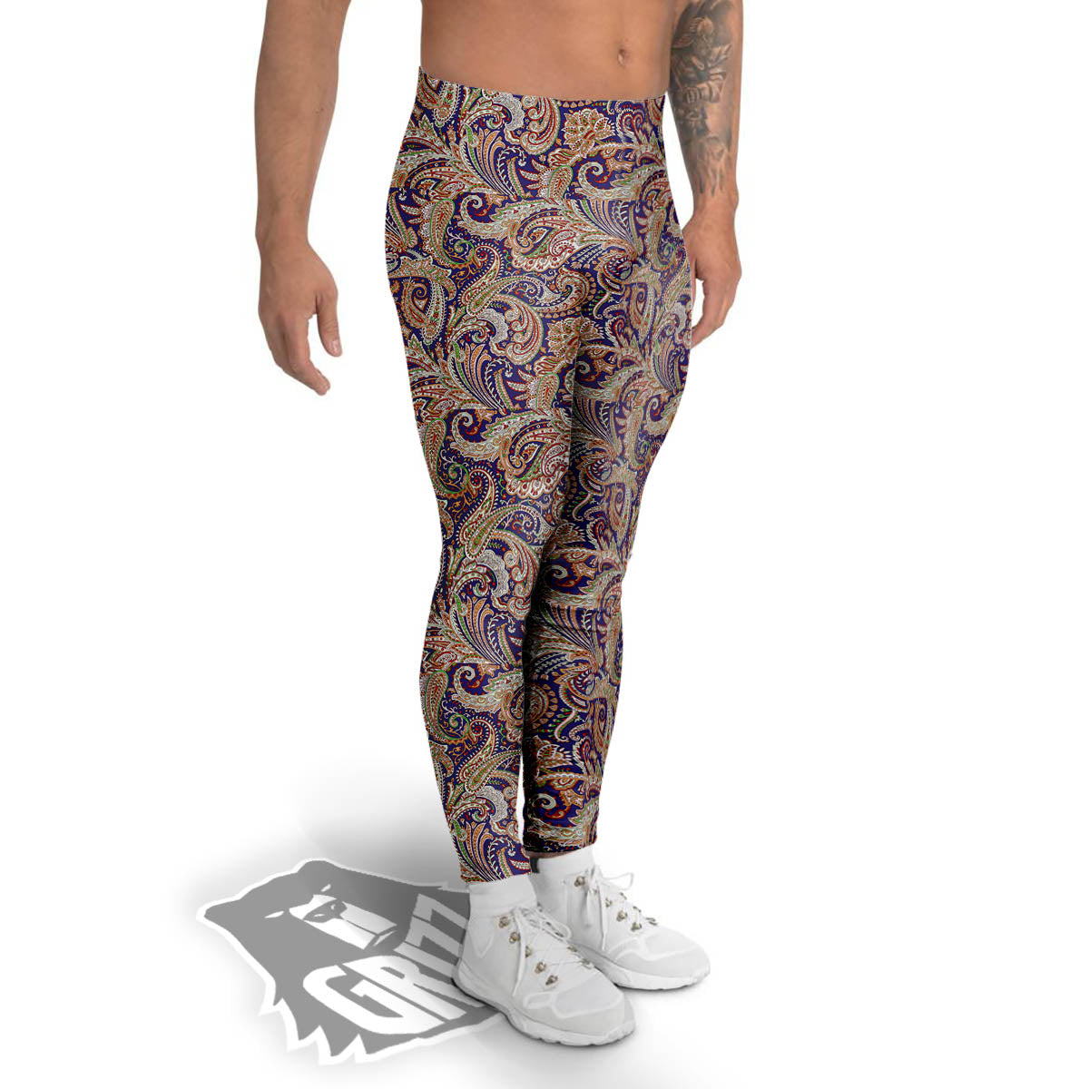 Paisley Indian Colorful Print Pattern Men's Leggings-grizzshop