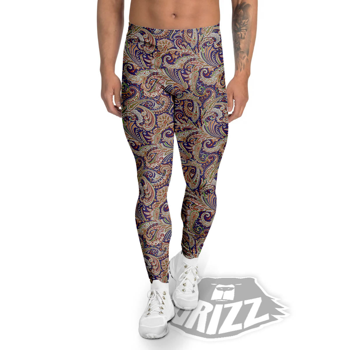 Paisley Indian Colorful Print Pattern Men's Leggings-grizzshop