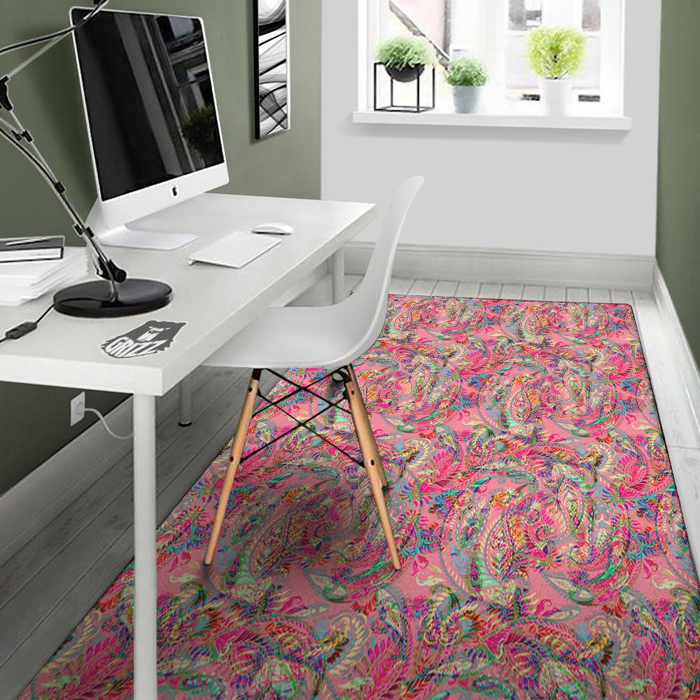 Paisley Pink Print Pattern Floor Mat-grizzshop