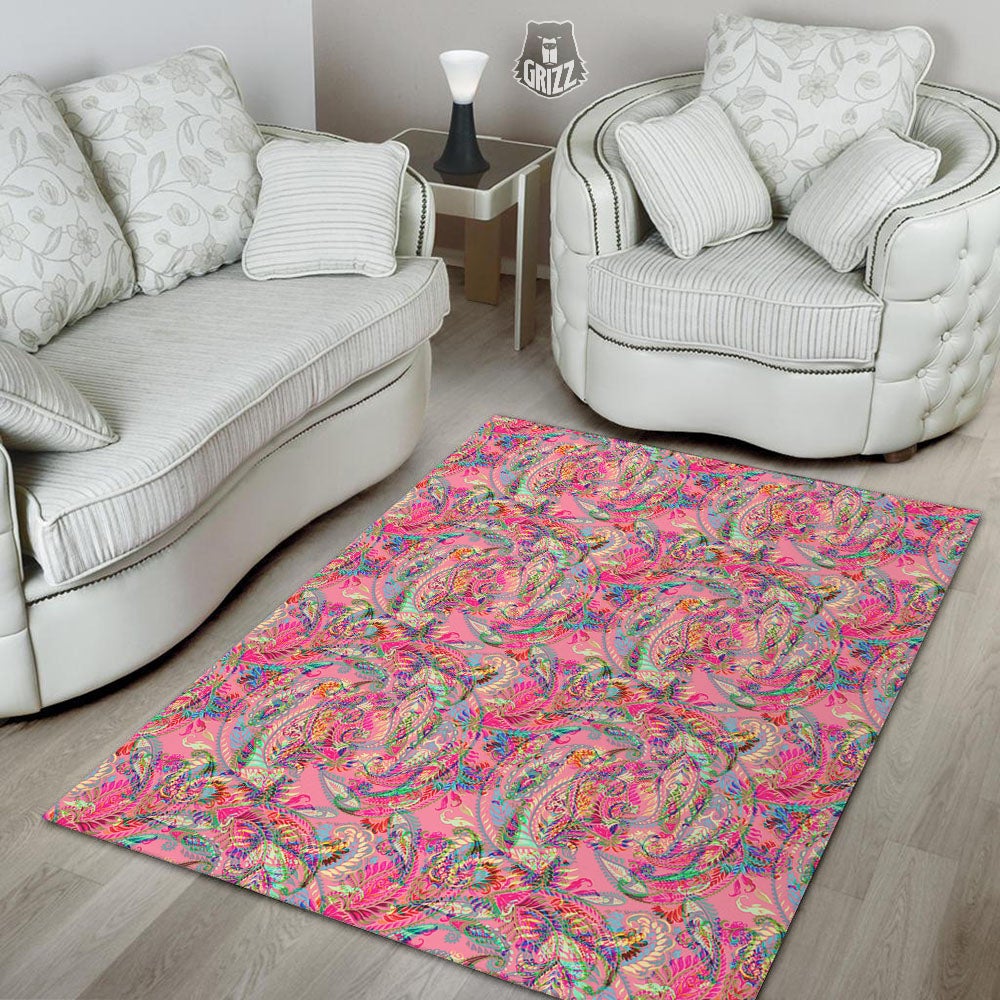 Paisley Pink Print Pattern Floor Mat-grizzshop