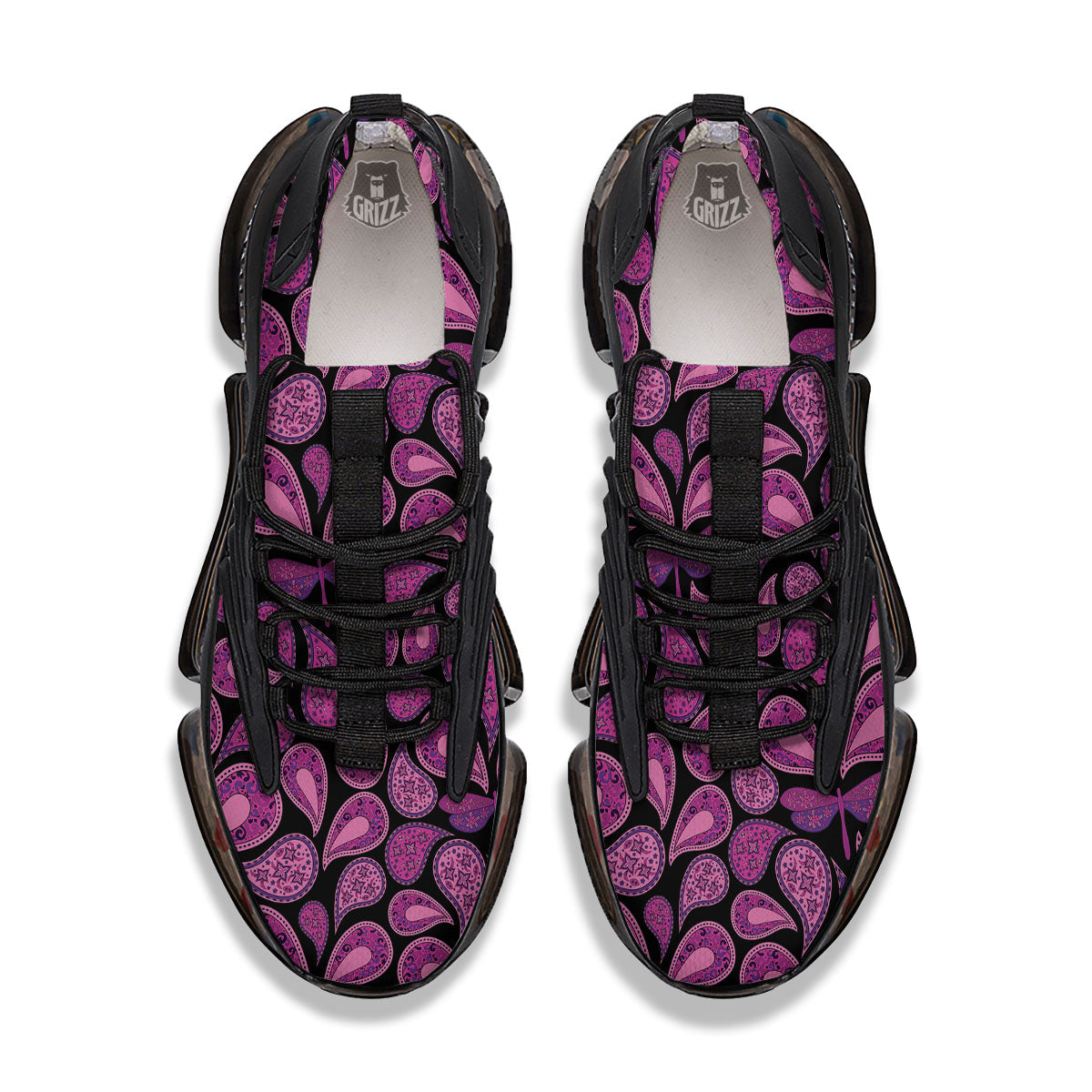 Paisley Purple Print Pattern Black Gym Shoes-grizzshop