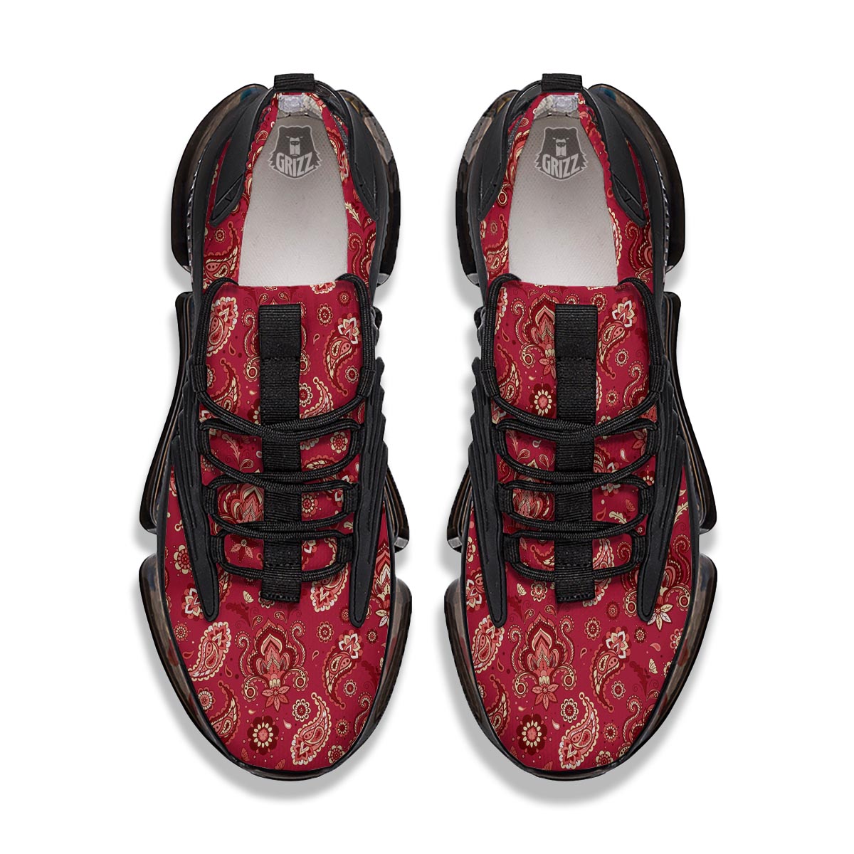 Paisley Red Print Pattern Black Gym Shoes-grizzshop