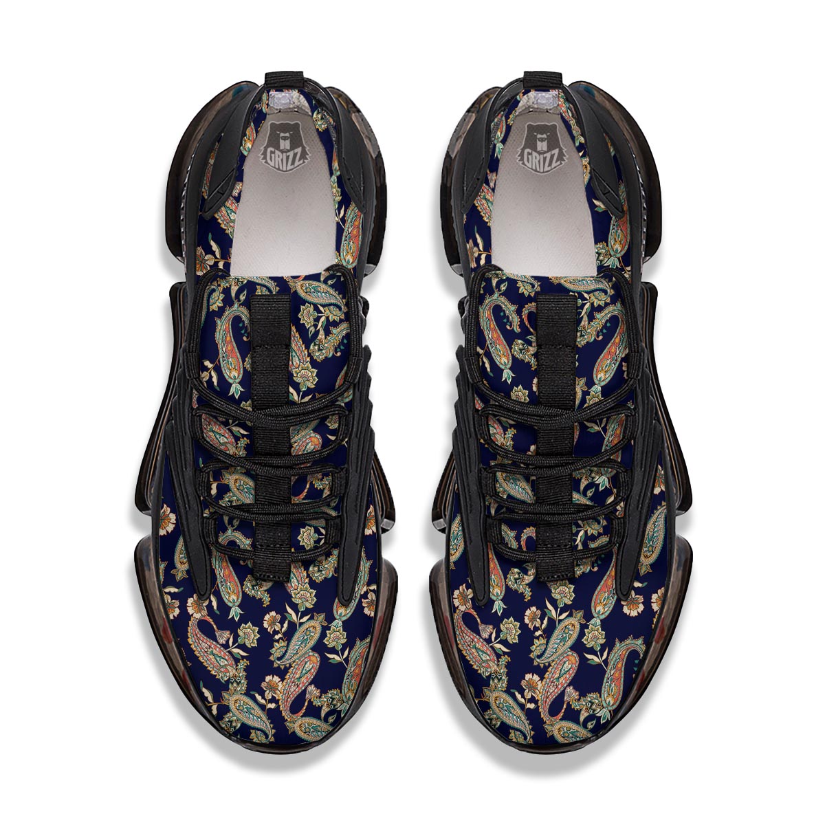 Paisley Retro Print Pattern Black Gym Shoes-grizzshop