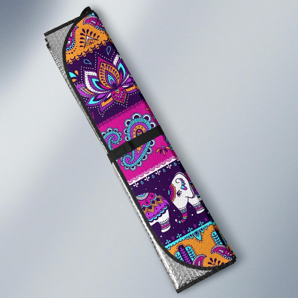 Paisleys Elephant Pattern Print Car Sun Shade-grizzshop