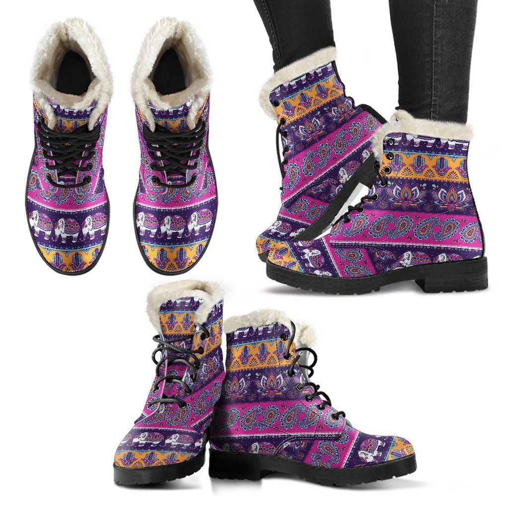 Paisleys Elephant Pattern Print Comfy Winter Boots-grizzshop