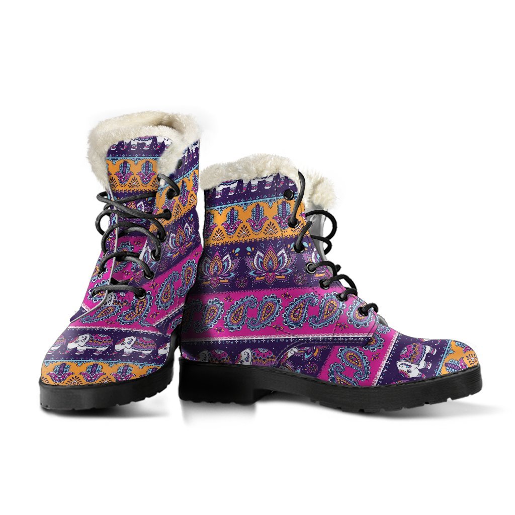 Paisleys Elephant Pattern Print Comfy Winter Boots-grizzshop