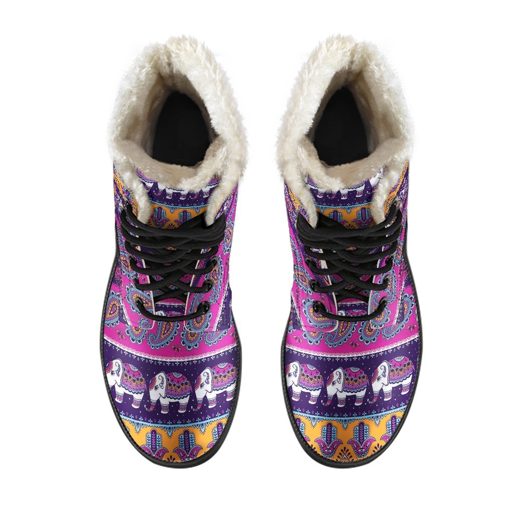 Paisleys Elephant Pattern Print Comfy Winter Boots-grizzshop