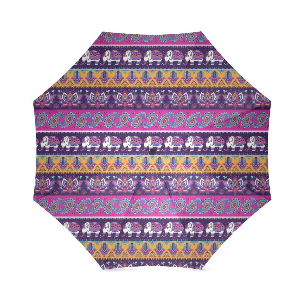 Paisleys Elephant Pattern Print Foldable Umbrella-grizzshop