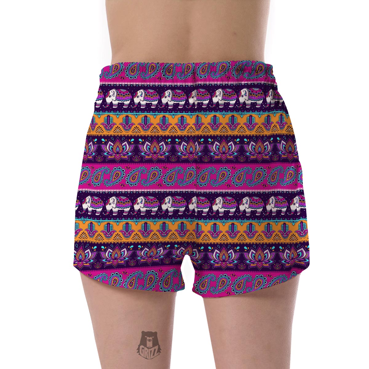 Paisleys Elephant Pattern Print Women's Shorts-grizzshop