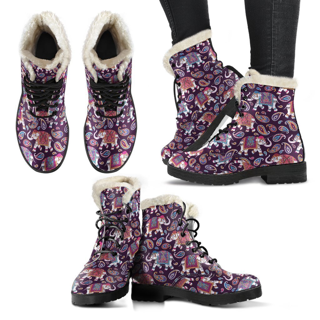 Paisleys Elephant Print Comfy Winter Boots-grizzshop