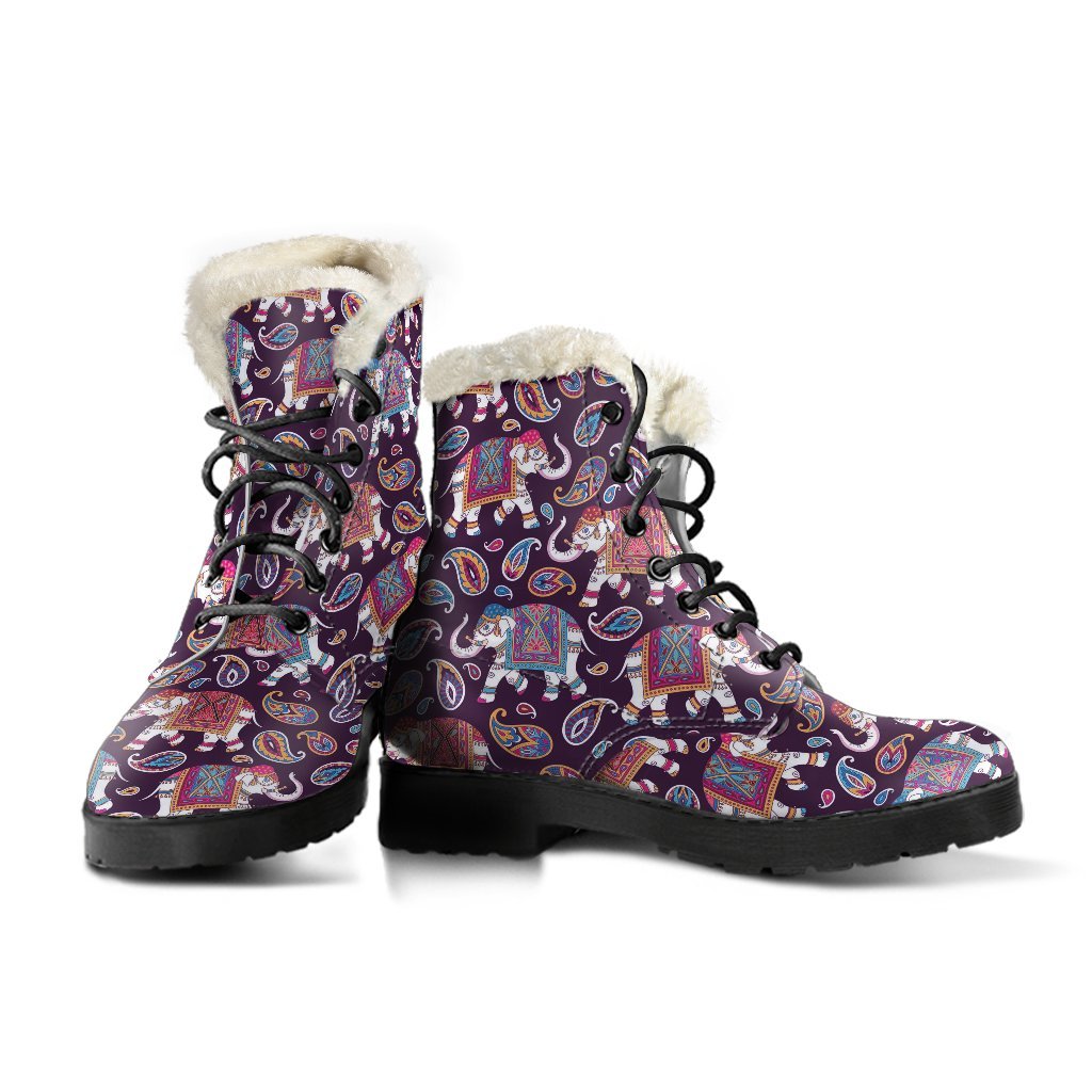 Paisleys Elephant Print Comfy Winter Boots-grizzshop