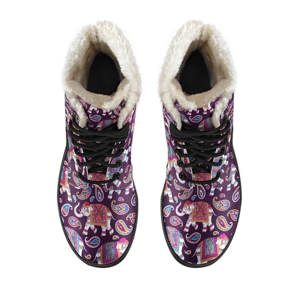 Paisleys Elephant Print Comfy Winter Boots-grizzshop
