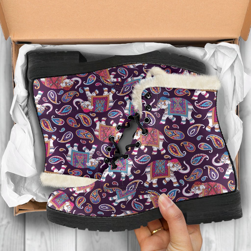 Paisleys Elephant Print Comfy Winter Boots-grizzshop