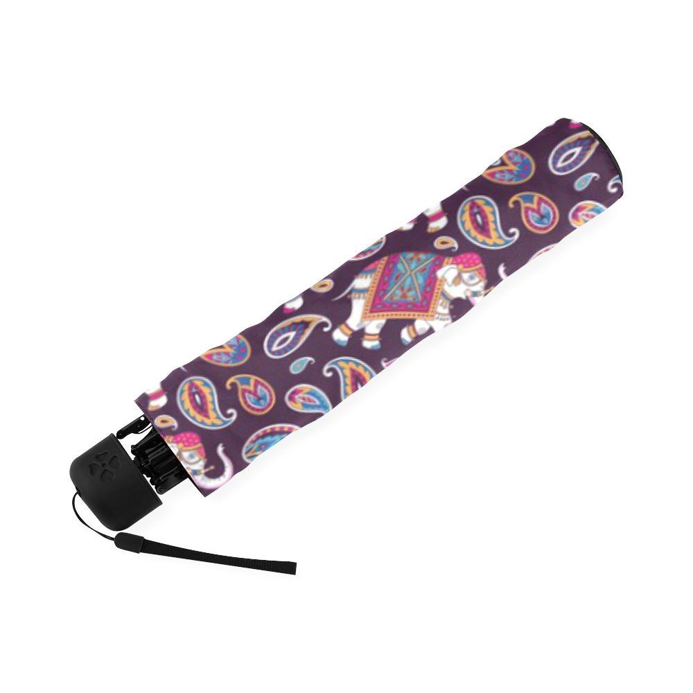 Paisleys Elephant Print Foldable Umbrella-grizzshop