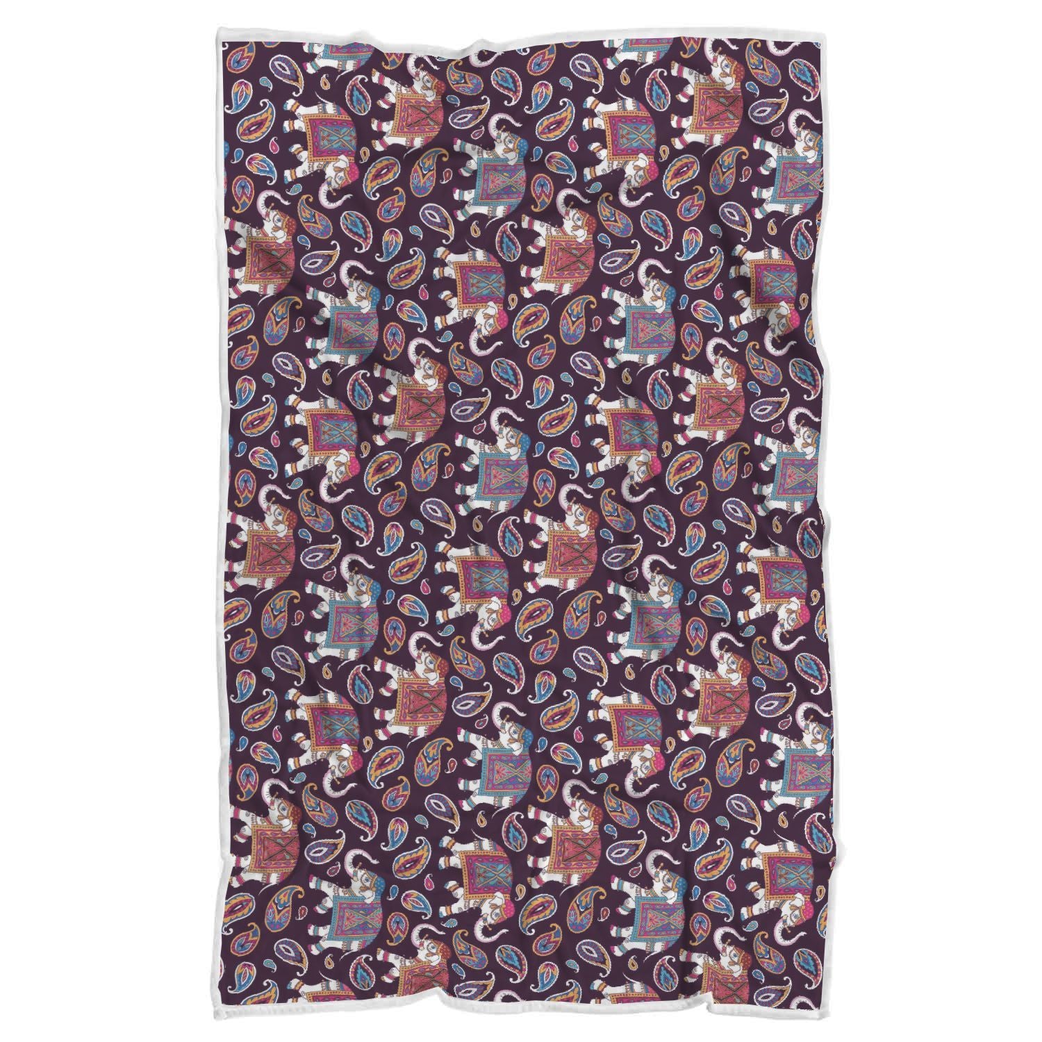 Paisleys Elephant Print Throw Blanket-grizzshop