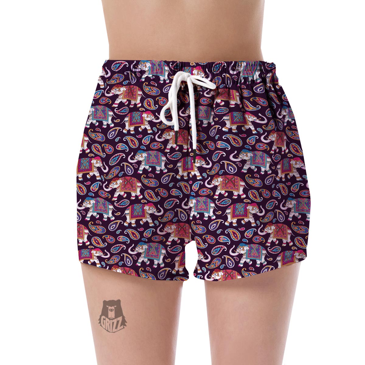 Paisleys Elephant Print Women's Shorts-grizzshop