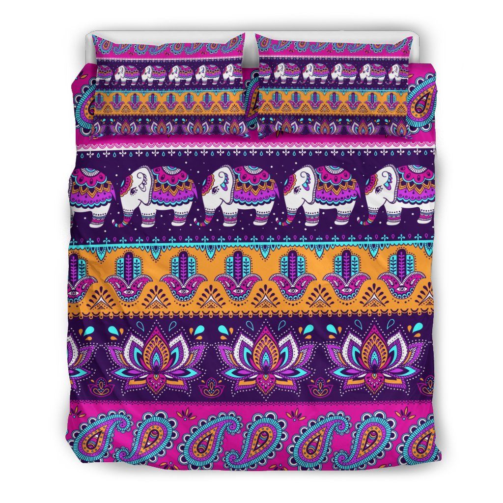 Paisleys Elephant Pattern Print Duvet Cover Bedding Set-grizzshop