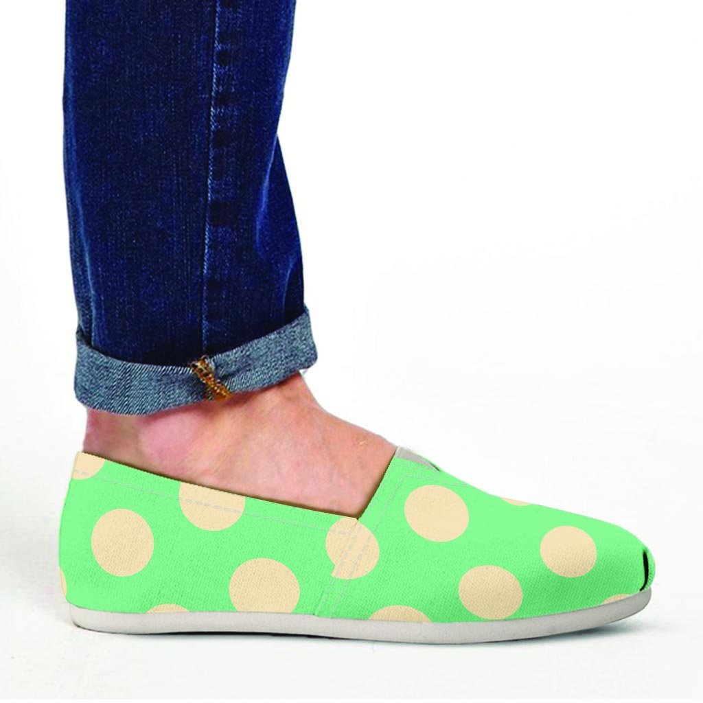 Pale Green Polka Dot Canvas Shoes-grizzshop