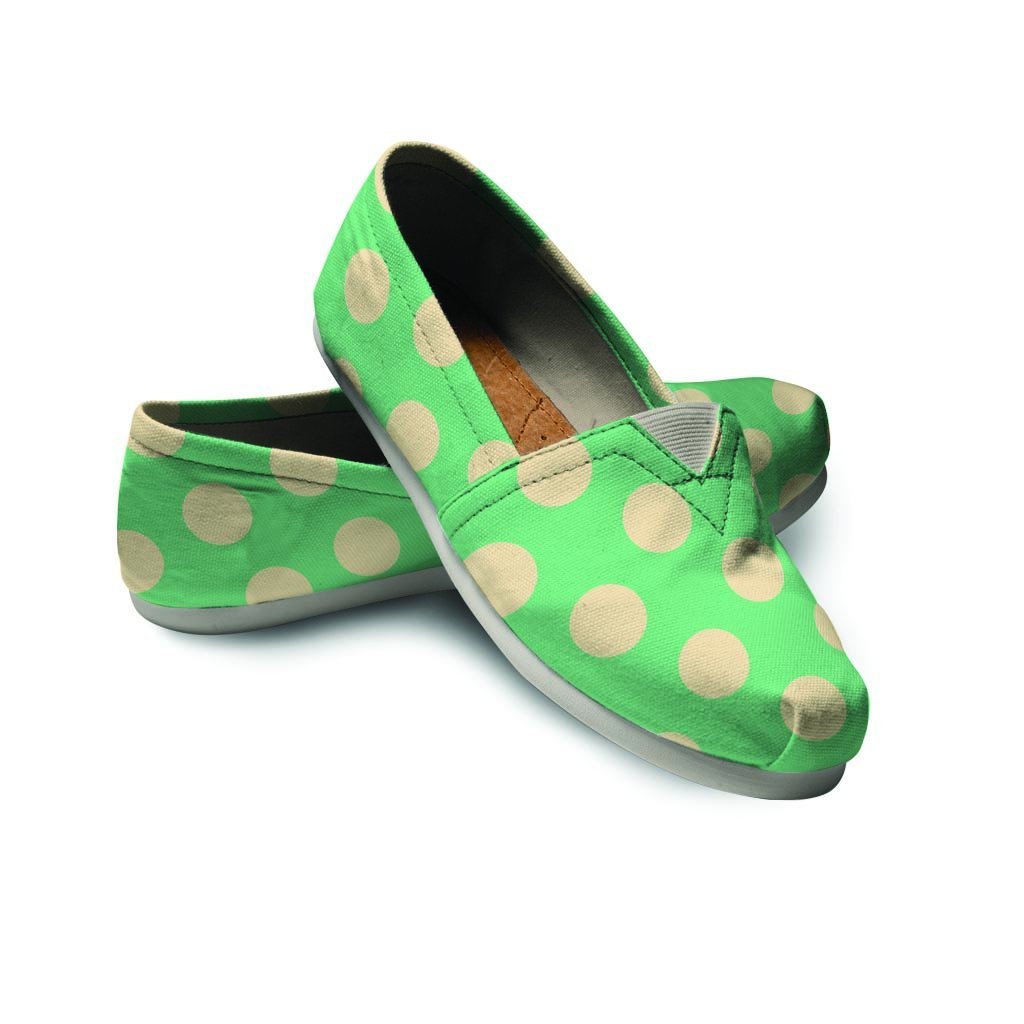 Pale Green Polka Dot Canvas Shoes-grizzshop