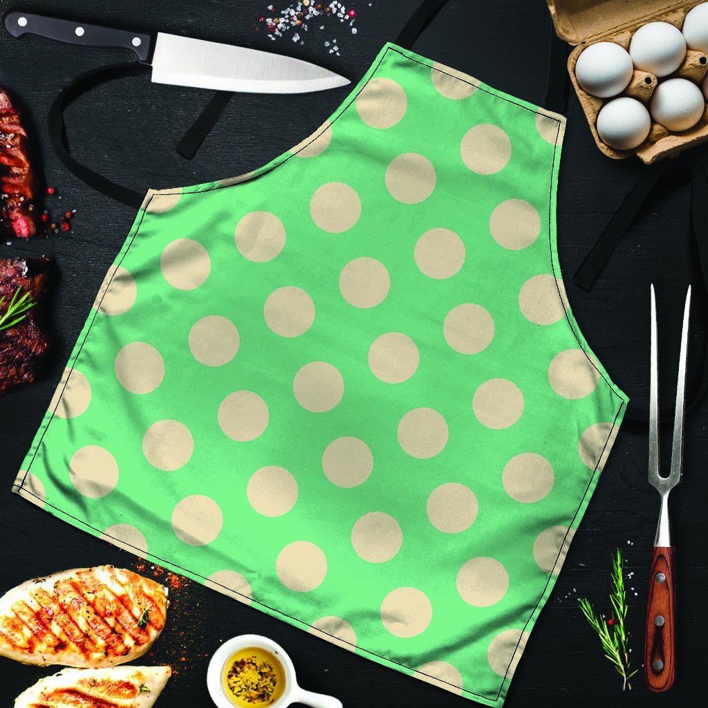 Pale Green Polka Dot Men's Apron-grizzshop