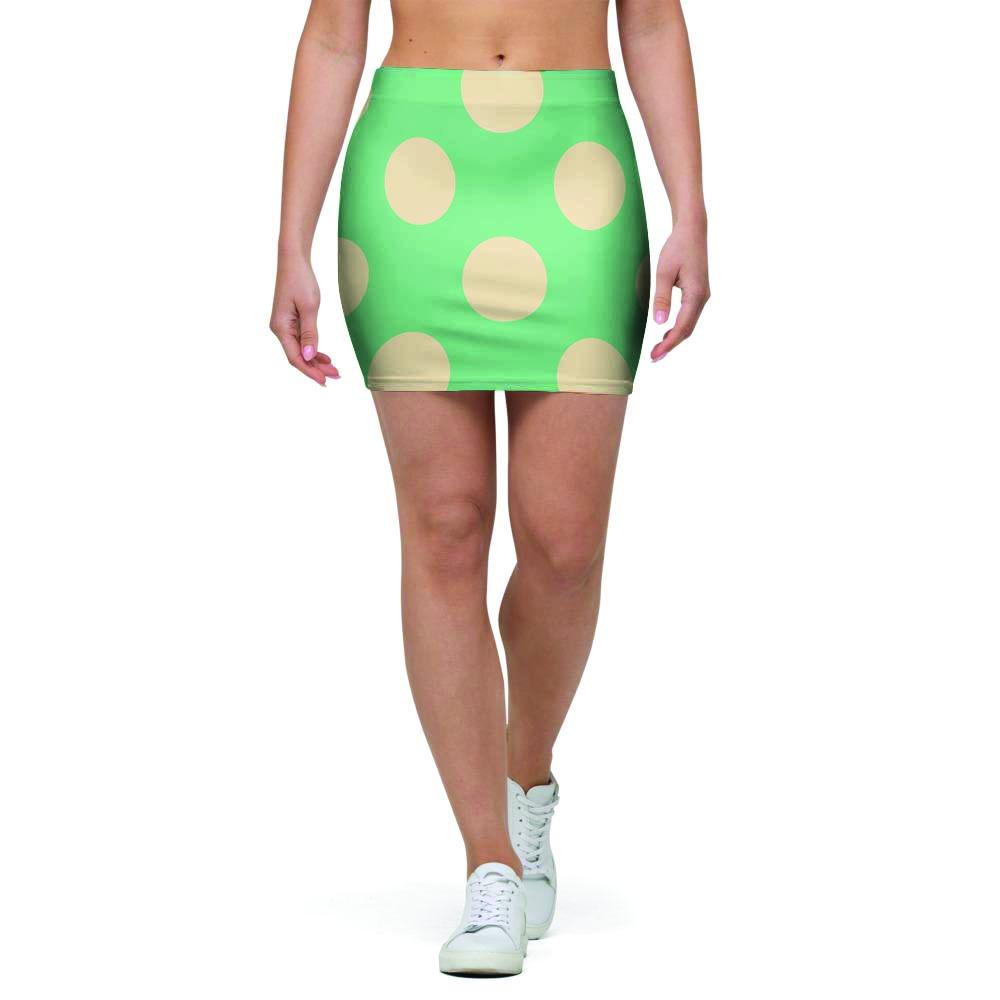 Pale Green Polka Dot Mini Skirt-grizzshop