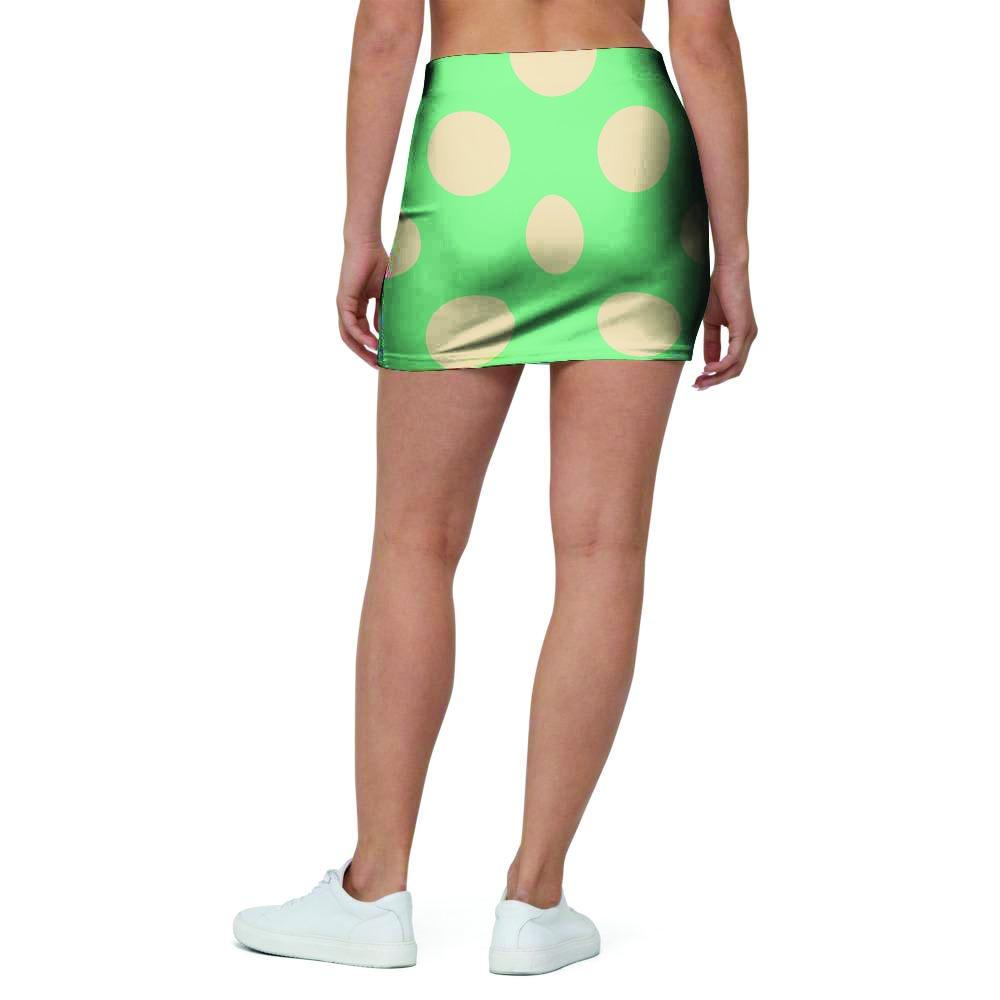 Pale Green Polka Dot Mini Skirt-grizzshop