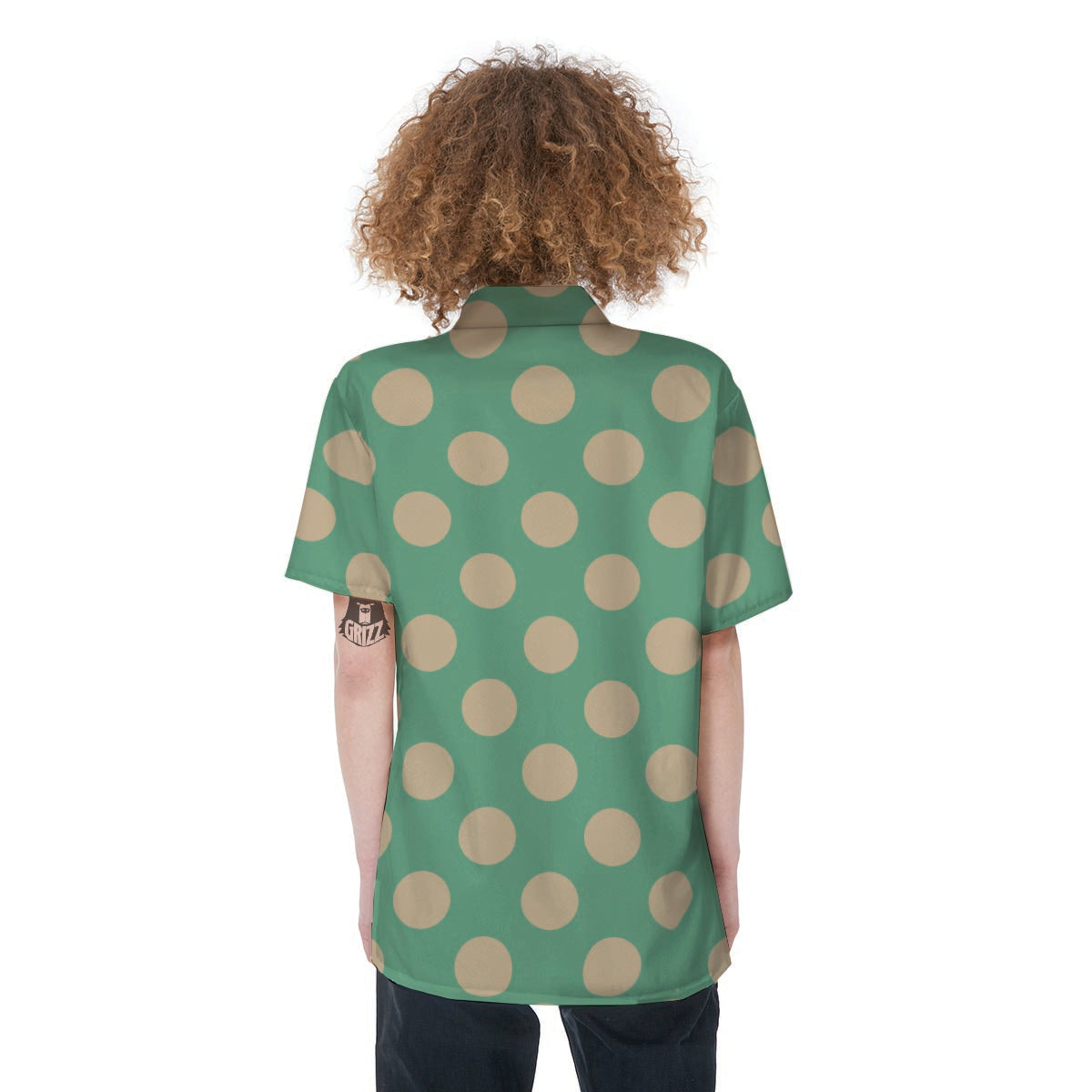 Pale Green Polka Dot Women's Short Sleeve Shirts-grizzshop