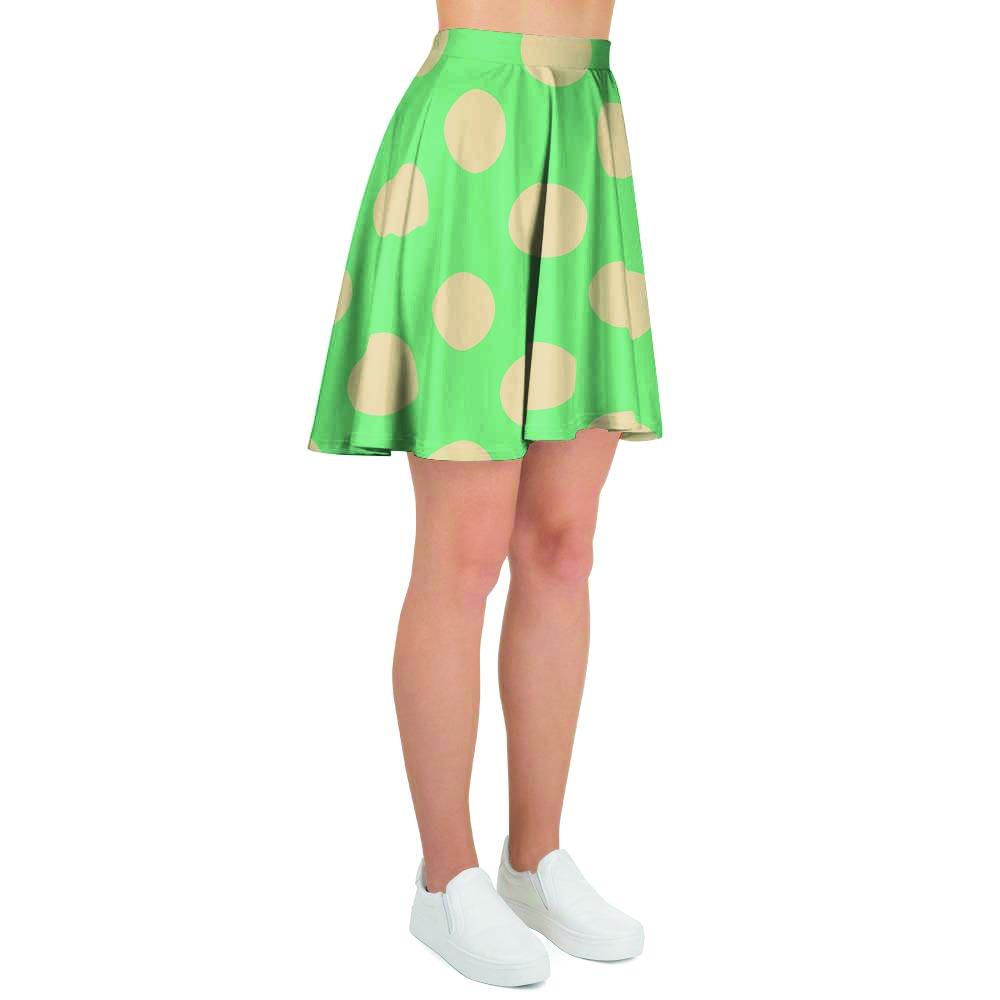 Pale Green Polka Dot Women's Skirt-grizzshop