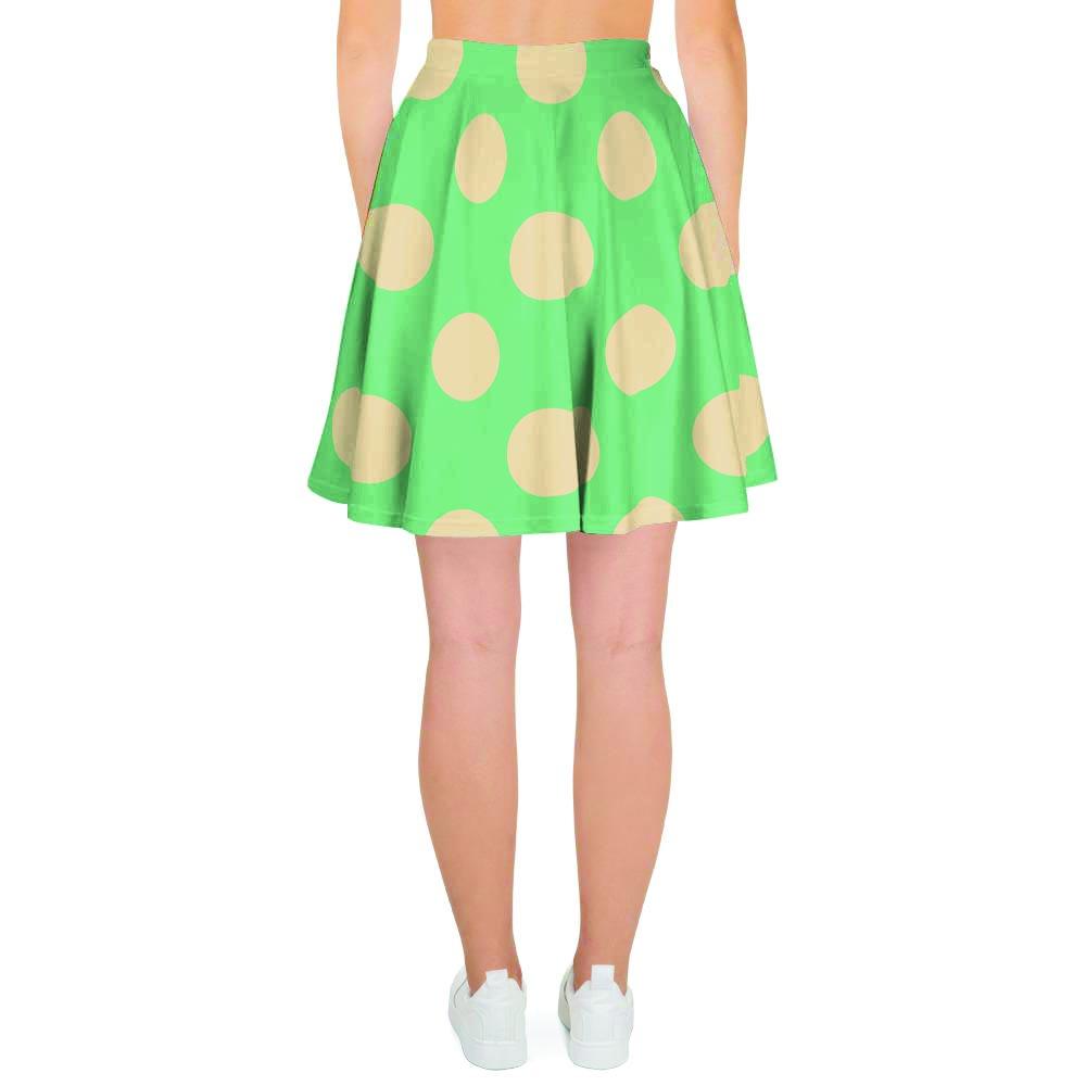 Pale Green Polka Dot Women's Skirt-grizzshop